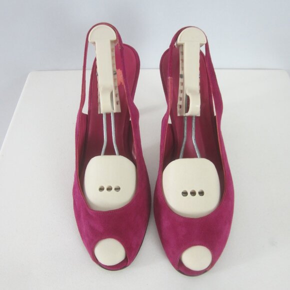 LK Bennett Womens 8 Purple Suede Slingback Pumps Peep Toe Heels Made Spain EU 39 - Picture 5 of 11